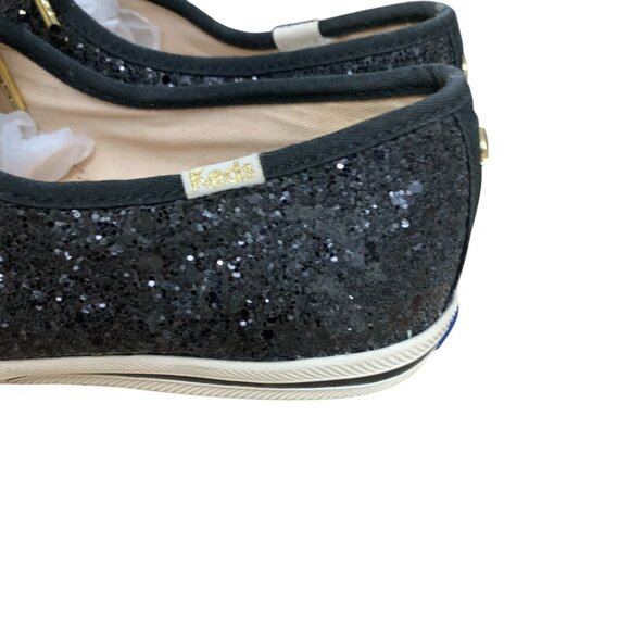 Keds x Kate Spade Sneakers Womens 8.5 Black Glitter Low Top Shoes‎ Event Party - Picture 9 of 16